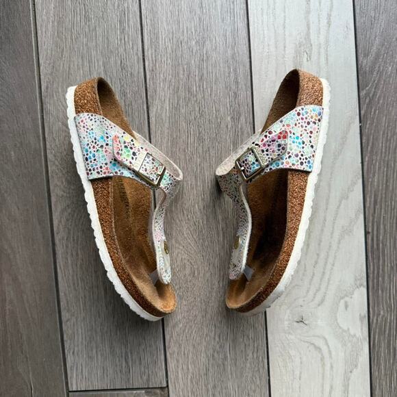 White and multi coloured birkenstock arizona - Picture 1 of 5